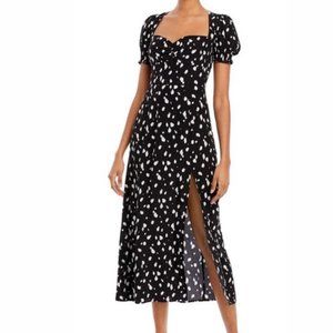 Bardot Puff Sleeve Midi Dress